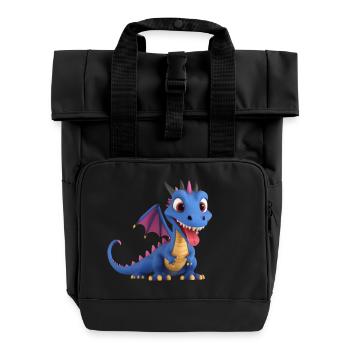 Ein niedliches Drachen Monster mit langer Zunge - Rolltop Rucksack mit zwei Griffen - Schwarz - Vorne