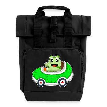 Schildkröte Auto - Rolltop Rucksack mit zwei Griffen - Schwarz - Vorne