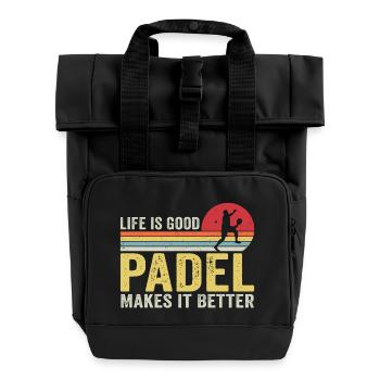 Life is Good Padel Makes it Better - Sac à dos Roll Top à deux anses - noir - Devant