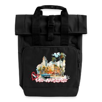 Love Los Angeles Graffiti L.A. Urlaubsmotiv - Rolltop Rucksack mit zwei Griffen - Schwarz - Vorne