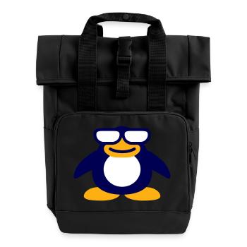 Penguin Nerd Glasses Horn-Rimmed Glasses Geek Smart Cool - Roll Top Backpack with Two Handles - black - Front