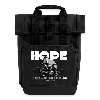 Hope For All My Hope Is In Him Psalm 62 5 Motorrad - Rolltop Rucksack mit zwei Griffen - Schwarz - Vorne