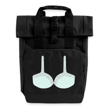 Mint-Lace-Bralette mit Blumenüberlagerung - Rolltop Rucksack mit zwei Griffen - Schwarz - Vorne