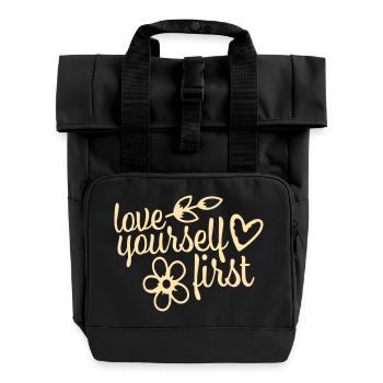 Aimez-vous d’abord Aimez-vous de soi Prenez soin de vous - Sac à dos Roll Top à deux anses - noir - Devant