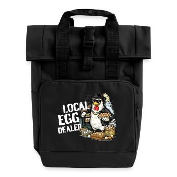 Local egg dealer chicken - Roll Top Backpack with Two Handles - black - Front