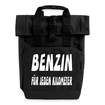 Benzin - Rolltop Rucksack mit zwei Griffen - Schwarz - Vorne