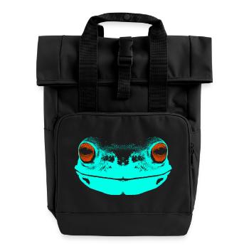 Frog / face / colored - Roll Top Backpack with Two Handles - black - Front