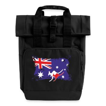 Australian Flag, Australien Flagge - Rolltop Rucksack mit zwei Griffen - Schwarz - Vorne