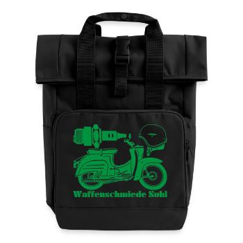 Simson Schwalbe KR51 Waffenschmiede - Rolltop Rucksack mit zwei Griffen - Schwarz - Vorne