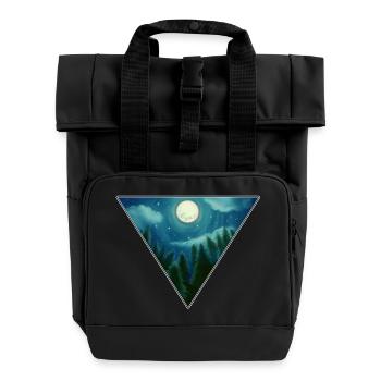 full moon - Roll Top Backpack with Two Handles - black - Front
