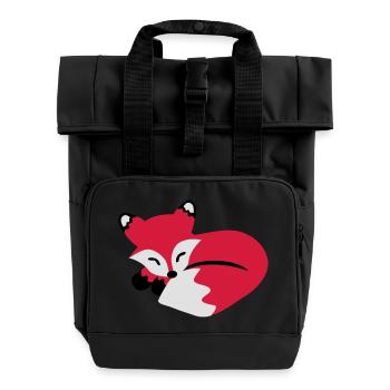 cute sleeping fox, süßer schlafender fuchs - Rolltop Rucksack mit zwei Griffen - Schwarz - Vorne