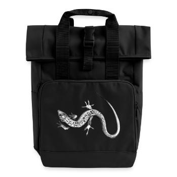 Lézard gris motif noir et blanc - Sac à dos Roll Top à deux anses - noir - Devant