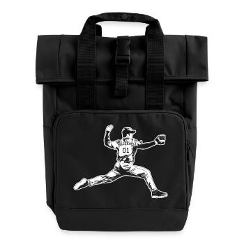 Baseball Pitcher - Rolltop Rucksack mit zwei Griffen - Schwarz - Vorne