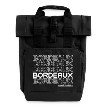 Bordeaux Neon Typo Mehrfach - Rolltop Rucksack mit zwei Griffen - Schwarz - Vorne
