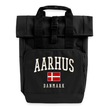 Aarhus Danmark Flag - Roll Top Backpack with Two Handles - black - Front