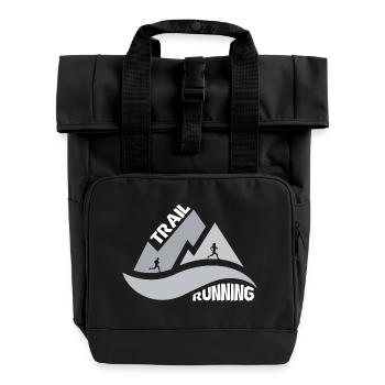 Trail Running Mountains Man Woman - Roll Top Backpack with Two Handles - black - Front