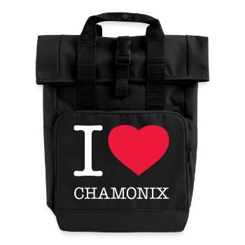 I LOVE CHAMONIX France - Roll Top Backpack with Two Handles - black - Front