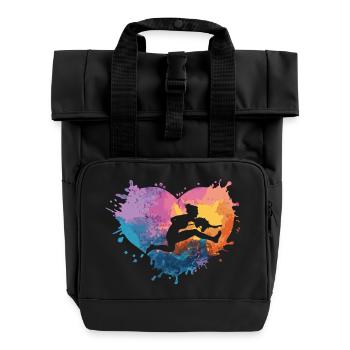 Hobby Horsing Herz - Rolltop Rucksack mit zwei Griffen - Schwarz - Vorne