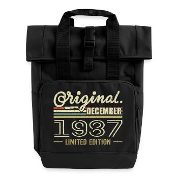 December 1987 Birthday December 1987 December - Roll Top Backpack with Two Handles - black - Front