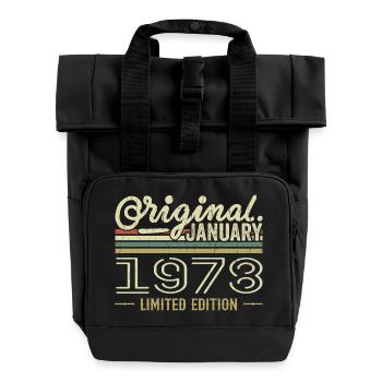 Januar 1978 Geburtstag Januar 1978 Geschenk 1978 - Rolltop Rucksack mit zwei Griffen - Schwarz - Vorne
