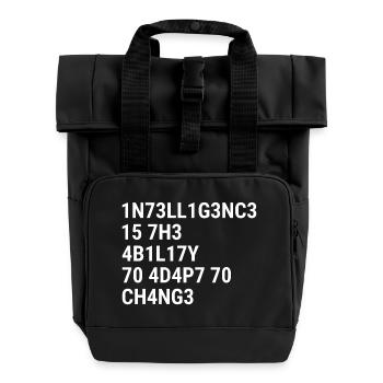 Intelligence is the ability to adapt to change Whi - Roll Top Backpack with Two Handles - black - Front