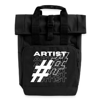 Künstler Hashtag Typografie - Rolltop Rucksack mit zwei Griffen - Schwarz - Vorne