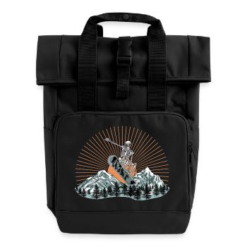 Kallio Surf Skeleton Design - Roll Top Backpack with Two Handles - black - Front