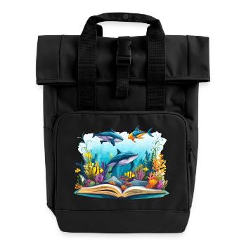 Underwater Book World: Sea Adventures - Roll Top Backpack with Two Handles - black - Front