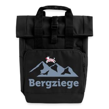 Mountain goat design for climbers - Roll Top Backpack with Two Handles - black - Front