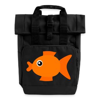 Poisson chemise poisson motif,Cadeau de vêtements de pêche - Sac à dos Roll Top à deux anses - noir - Devant