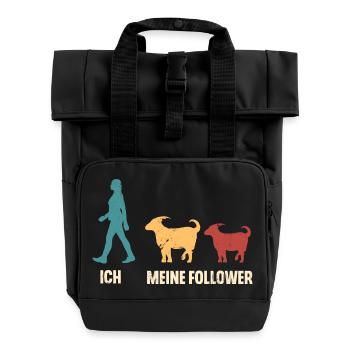 Ziege Hirte Ziegen - Rolltop Rucksack mit zwei Griffen - Schwarz - Vorne