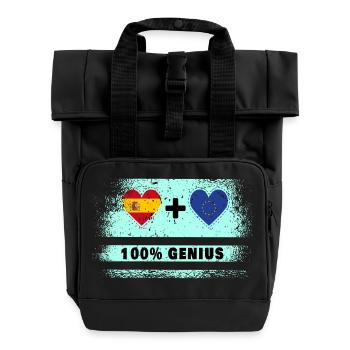 Spanien und Europa Flagge 100% genial - Rolltop Rucksack mit zwei Griffen - Schwarz - Vorne