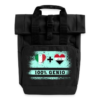 Italy and Iraq 100% genius flag - Roll Top Backpack with Two Handles - black - Front