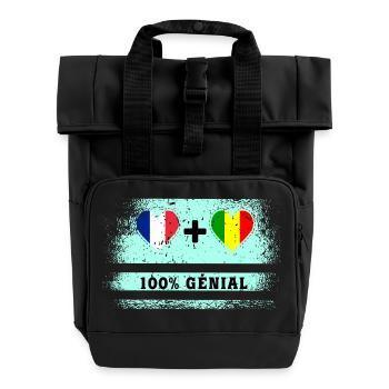 Drapeau France et Mali 100% génial - Sac à dos Roll Top à deux anses - noir - Devant