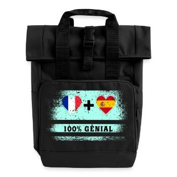Drapeau France et Espagne 100% génial - Sac à dos Roll Top à deux anses - noir - Devant