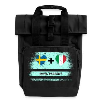 Italie et Suède 100% Parfait / Cadeau - Sac à dos Roll Top à deux anses - noir - Devant