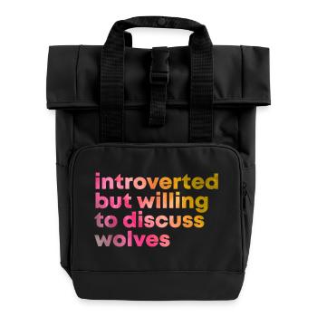 Wolf - Roll Top Backpack with Two Handles - black - Front
