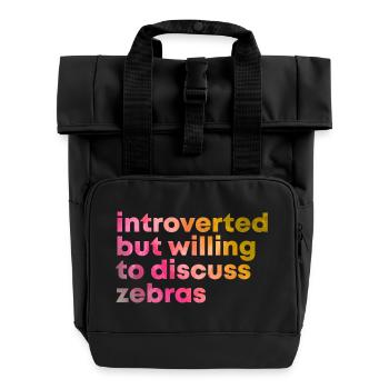 Zebra - Roll Top Backpack with Two Handles - black - Front