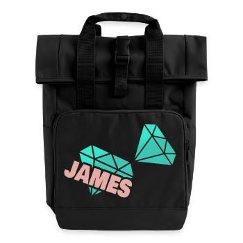 James - Roll Top Backpack with Two Handles - black - Front