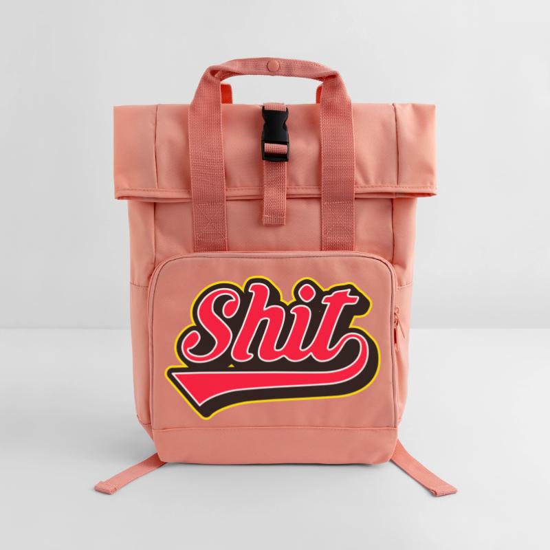 Shit Word Script Logo Roll Top Backpack with Two Handles
