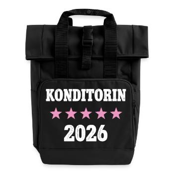 Konditorin 2026 Neuer Job Arbeit Ausbildung Lehre - Rolltop Rucksack mit zwei Griffen - Schwarz - Vorne