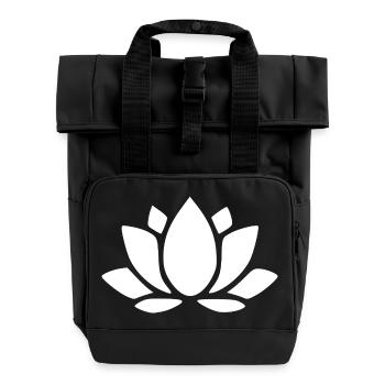 Lotusblume Lotusblüte weiße Blume Blüte weiß Yoga - Rolltop Rucksack mit zwei Griffen - Schwarz - Vorne