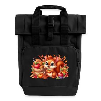 squirell autumn3 - Roll Top Backpack with Two Handles - black - Front