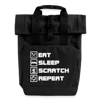 eat sleep scratch repeat DJ - Rolltop Rucksack mit zwei Griffen - Schwarz - Vorne