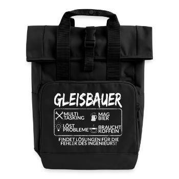 Der Gleisbauer - Rolltop Rucksack mit zwei Griffen - Schwarz - Vorne