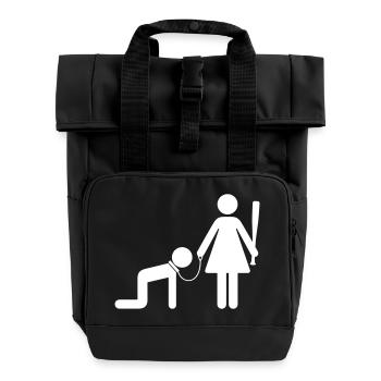 A Woman Holds A Man As A Slave - Roll Top Backpack with Two Handles - black - Front