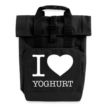 I LOVE YOGHURT Joghurt - Rolltop Rucksack mit zwei Griffen - Schwarz - Vorne