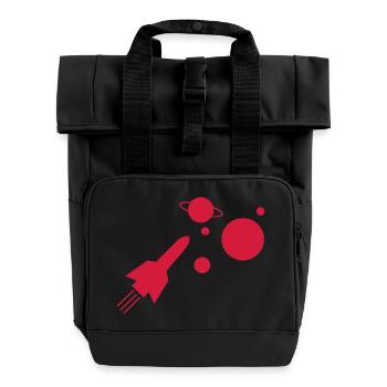rocket - Roll Top Backpack with Two Handles - black - Front