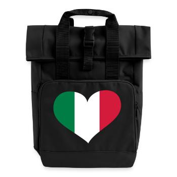 Italien Herz; Heart Italia - Rolltop Rucksack mit zwei Griffen - Schwarz - Vorne