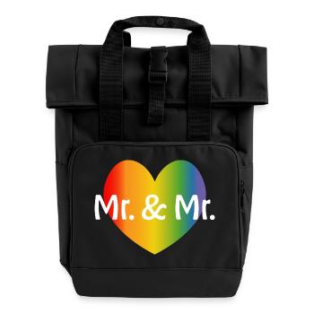 Regenbogen Mr and Mr 2 rainbow Herz schwule Hochze - Rolltop Rucksack mit zwei Griffen - Schwarz - Vorne